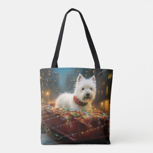 West Highland Witte Terriër Kerstfeest Tote Bag (Achterkant)