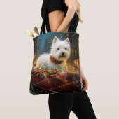 West Highland Witte Terriër Kerstfeest Tote Bag (Dichtbij)