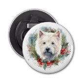 West Highland Witte Terriër Kerstkrans Button Flesopener (Voorkant)