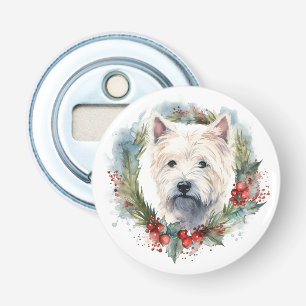 West Highland Witte Terriër Kerstkrans Button Flesopener