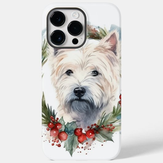 West Highland Witte Terriër Kerstkrans Case-Mate iPhone Case (Achterkant)