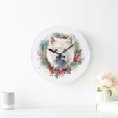 West Highland Witte Terriër Kerstkrans Grote Klok (Huis)