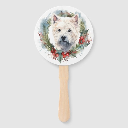 West Highland Witte Terriër Kerstkrans Handwaaier (Achterkant)