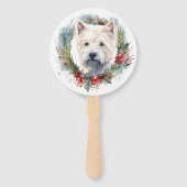 West Highland Witte Terriër Kerstkrans Handwaaier (Voorkant)