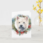 West Highland Witte Terriër Kerstkrans Kaart (Gele Bloem)