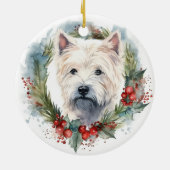 West Highland Witte Terriër Kerstkrans Keramisch Ornament (Achterkant)