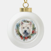 West Highland Witte Terriër Kerstkrans Keramische Bal Ornament (Voorkant)