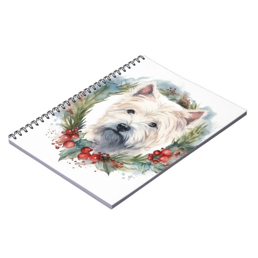 West Highland Witte Terriër Kerstkrans Notitieboek (Linkerzijde)
