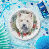 West Highland Witte Terriër Kerstkrans Papieren Bordje (Feest)