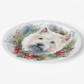 West Highland Witte Terriër Kerstkrans Papieren Bordje (Gekanteld)