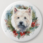 West Highland Witte Terriër Kerstkrans Ronde Button 6,0 Cm (Voorkant)