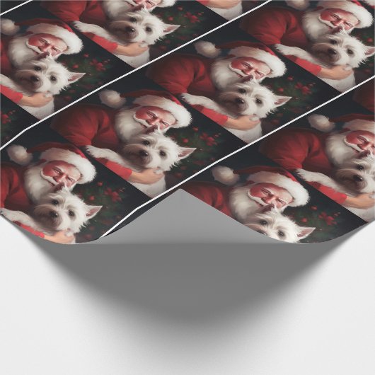 West Highland Witte Terriër Kerstmis Cadeaupapier (Hoek)