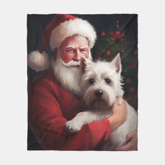 West Highland Witte Terriër Kerstmis Fleece Deken (Voorkant)