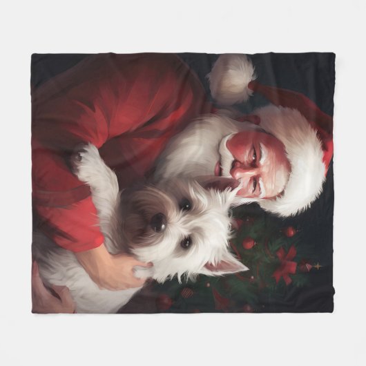 West Highland Witte Terriër Kerstmis Fleece Deken (Voorkant (Horizontaal))
