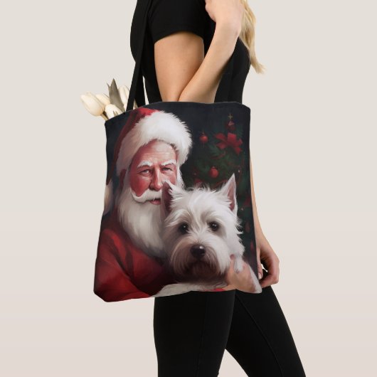 West Highland Witte Terriër Kerstmis Tote Bag (Dichtbij)
