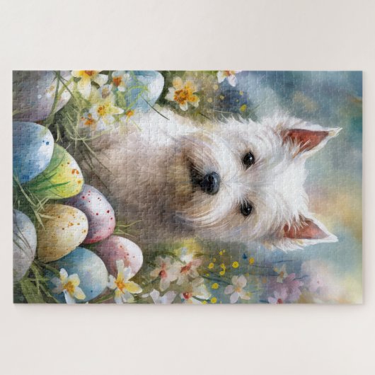 West Highland Witte Terriër Paaseieren Vakantie Legpuzzel (Horizontaal)