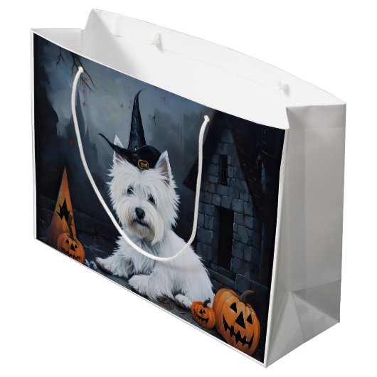 West Highland Witte Terriër Pompoen Halloween Groot Cadeauzakje (Achterkant Gekanteld)