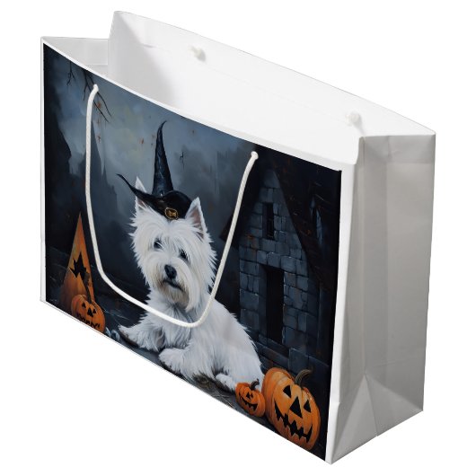 West Highland Witte Terriër Pompoen Halloween Groot Cadeauzakje (Voorkant Gekanteld)