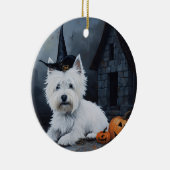 West Highland Witte Terriër Pompoen Halloween Keramisch Ornament (Rechts)
