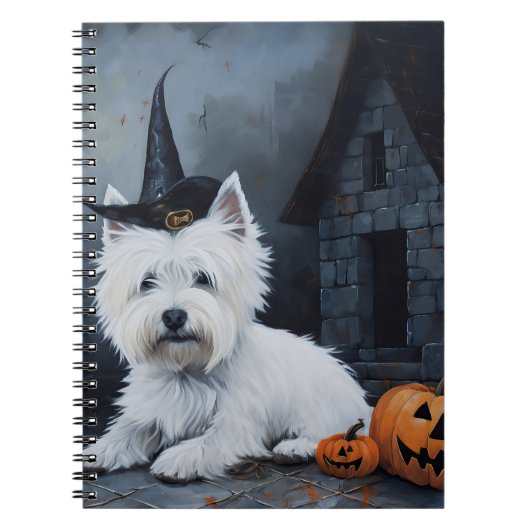 West Highland Witte Terriër Pompoen Halloween Notitieboek (Voorkant)