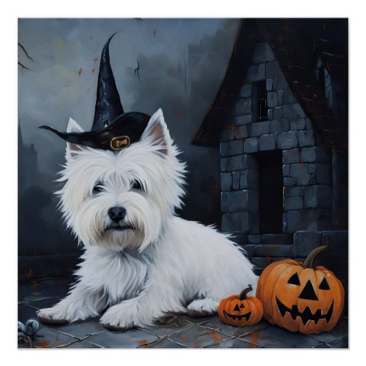 West Highland Witte Terriër Pompoen Halloween Perfect Poster (Voorkant)