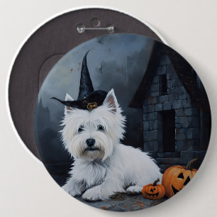 West Highland Witte Terriër Pompoen Halloween Ronde Button 6,0 Cm