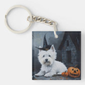 West Highland Witte Terriër Pompoen Halloween Sleutelhanger (Voorkant)