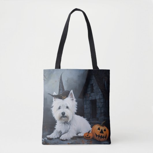 West Highland Witte Terriër Pompoen Halloween Tote Bag (Voorkant)