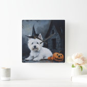 West Highland Witte Terriër Pompoen Halloween Vierkante Klok (Huis)