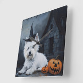 West Highland Witte Terriër Pompoen Halloween Vierkante Klok (Hoek)