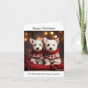 West Highland Witte Terriër Puppies Kerst Kaart