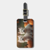 West Highland Witte Terriër Puppy Herfst Pompoen Bagagelabel (Voorkant verticaal)