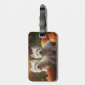 West Highland Witte Terriër Puppy Herfst Pompoen Bagagelabel (Achterkant verticaal)