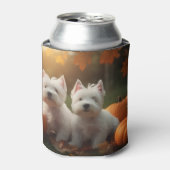 West Highland Witte Terriër Puppy Herfst Pompoen Blikjeskoeler (Blikje Voorkant)