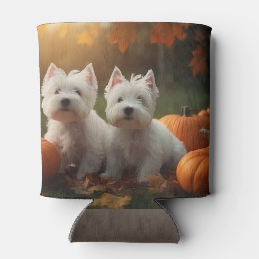 West Highland Witte Terriër Puppy Herfst Pompoen Blikjeskoeler (Achterkant)