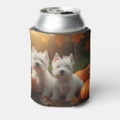 West Highland Witte Terriër Puppy Herfst Pompoen Blikjeskoeler (Blikje Achterkant)