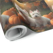 West Highland Witte Terriër Puppy Herfst Pompoen Cadeaupapier (Rol Hoek)