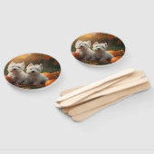 West Highland Witte Terriër Puppy Herfst Pompoen Handwaaier (Niet-gemonteerd)