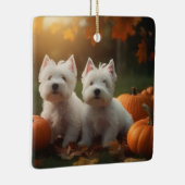 West Highland Witte Terriër Puppy Herfst Pompoen Keramisch Ornament (Rechts)