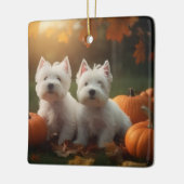 West Highland Witte Terriër Puppy Herfst Pompoen Keramisch Ornament (Links)