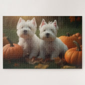 West Highland Witte Terriër Puppy Herfst Pompoen Legpuzzel (Horizontaal)