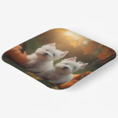 West Highland Witte Terriër Puppy Herfst Pompoen Papieren Bordje (Gebogen)