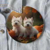 West Highland Witte Terriër Puppy Herfst Pompoen Ronde Button 6,0 Cm (In situ)