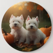 West Highland Witte Terriër Puppy Herfst Pompoen Ronde Button 6,0 Cm (Voorkant)