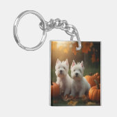 West Highland Witte Terriër Puppy Herfst Pompoen Sleutelhanger (Voorkant Links)