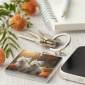 West Highland Witte Terriër Puppy Herfst Pompoen Sleutelhanger (Voorkant Rechts)