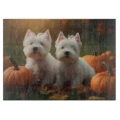 West Highland Witte Terriër Puppy Herfst Pompoen Snijplank (Voorkant)