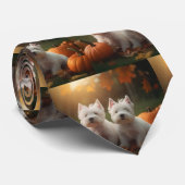 West Highland Witte Terriër Puppy Herfst Pompoen Stropdas (Opgerold)