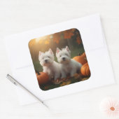 West Highland Witte Terriër Puppy Herfst Pompoen Vierkante Sticker (Envelop)