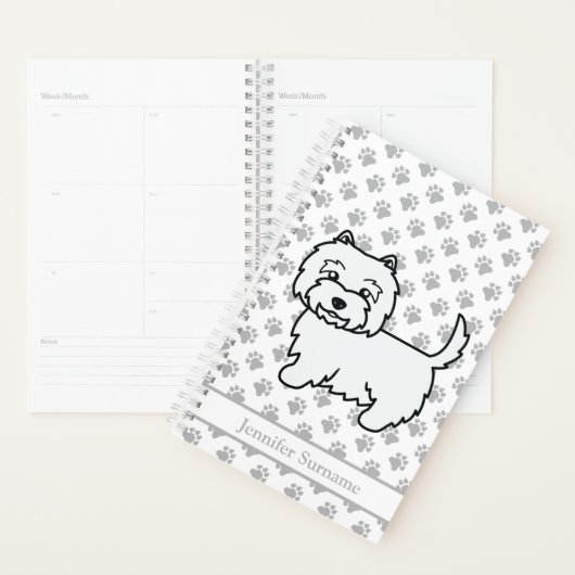 West Highland Witte Terriër Schattige Hond & Tekst Planner (Display)